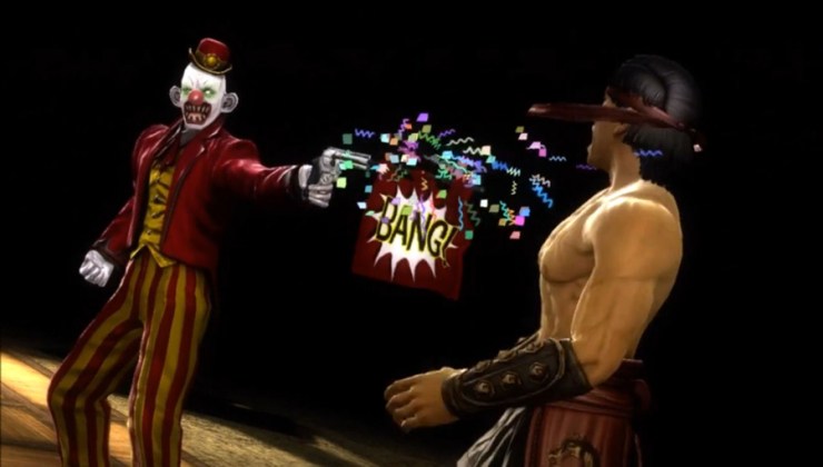 This is Shang Tsung's main fatality. NetherRealm were apparently so in love with that crappy Joker fatality from MK vs. DC that they just had to put in an extra gory version.
